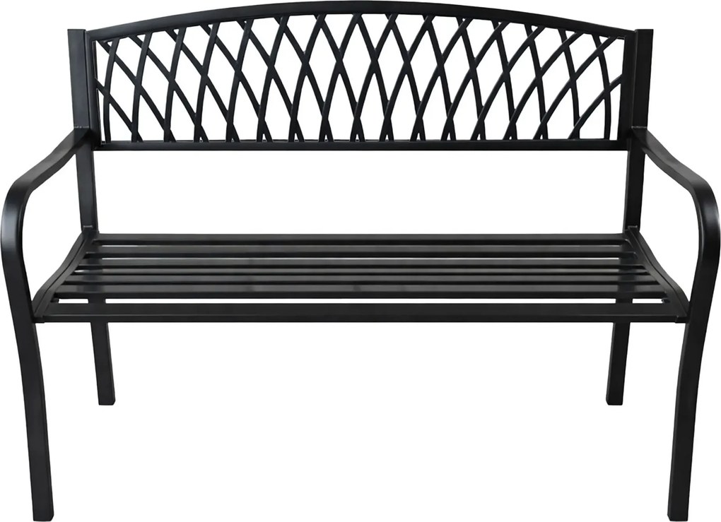 Czarna metalowa ławka z oparciem K5-E71