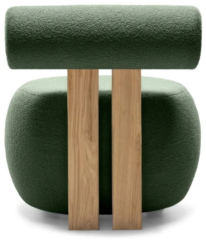 Ciemnozielony designerski fotel HANNA, dąb nezapínat!