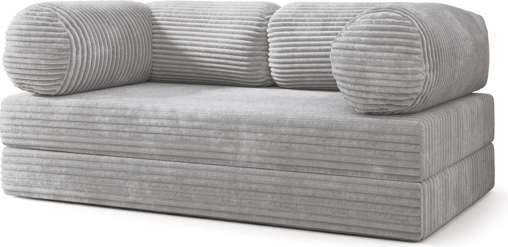 Masseno Sofa piankowa ALVIO z funkcją spania, Kanapa z pianki do salonu, Bezmontażowa, Tkanina sztruksowa – Jasnoszary TILIA 86