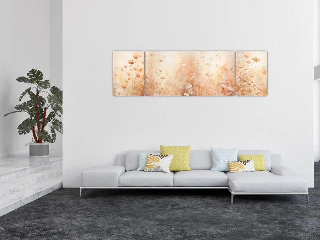 Obraz - Wzór dzikich kwiatów (170x50 cm)