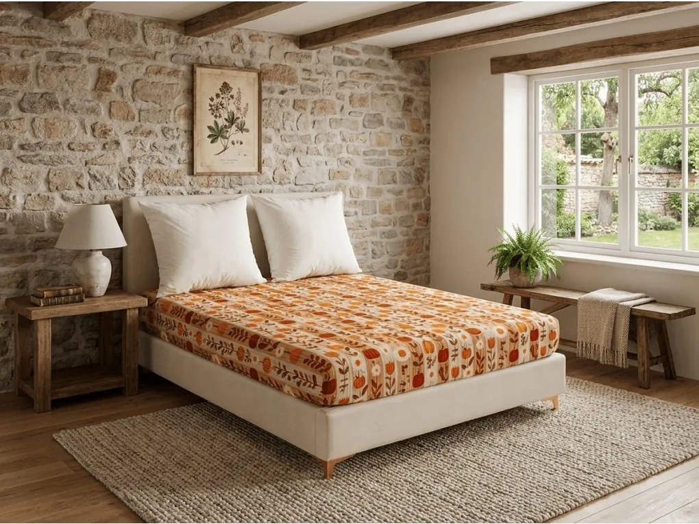 PrzytulneMieszkanie.pl Prześcieradło z mikrofibry PUMPKIN STRIPES kolorowe 180x200 cm
