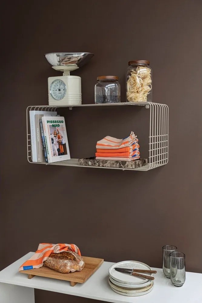 Beżowa wielopoziomowa metalowa półka 70 cm Wire – Mette Ditmer Denmark