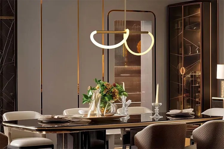 Złota modernistyczna lampa wisząca LED 80 cm - D252 C1-N35
