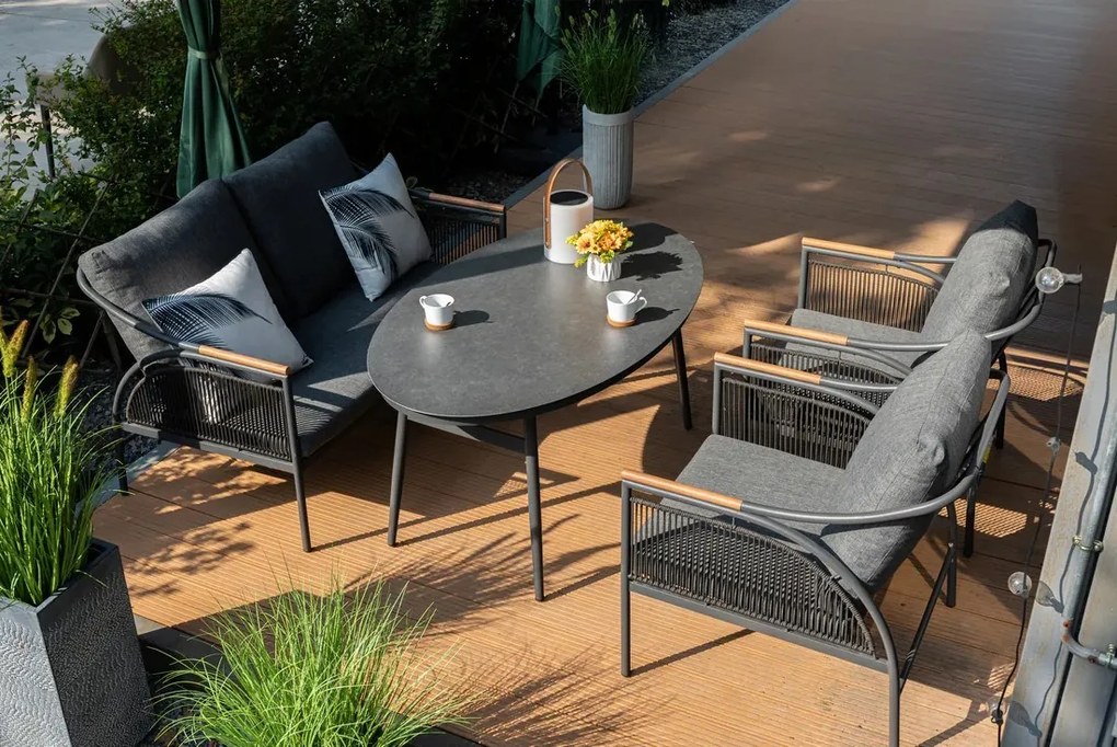 Doppler LUCCA antracytowy ogrodowy zestaw wypoczynkowy 2+1