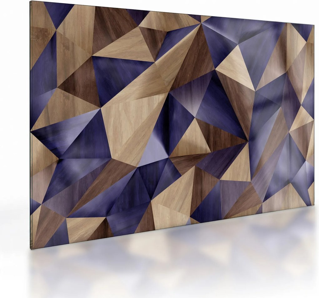 Obraz na szkle - 3D drewniane trójkąty (70x50 cm)