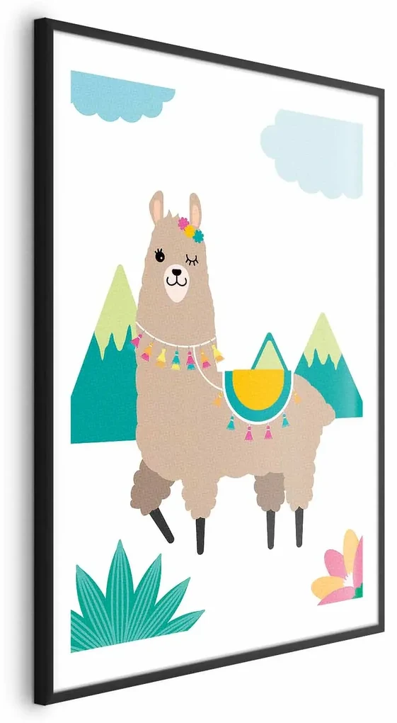 Plakat Niezwykła lama 40x60 cm z ramą czarną z marginesem ARTGEIST B