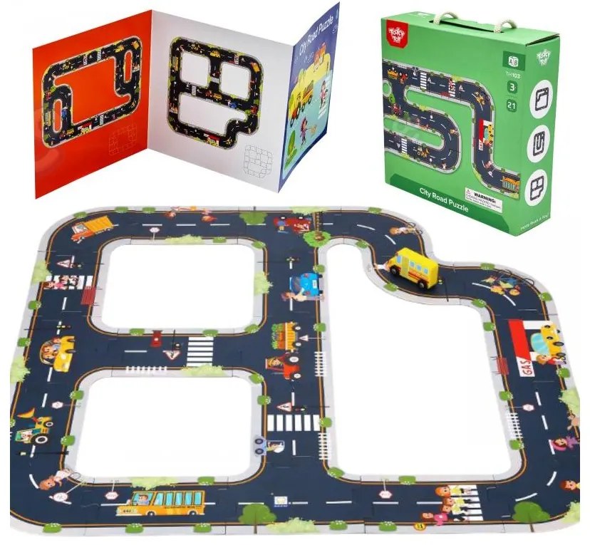 Tooky toy droga puzzle dla dzieci autostrada makieta 21 el. certyfikat fsc