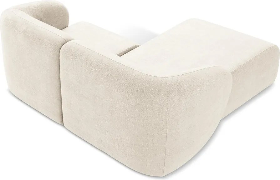 Beżowy narożnik z tkaniny szenilowej (lewostronny/z szezlongiem) Lani – Makamii