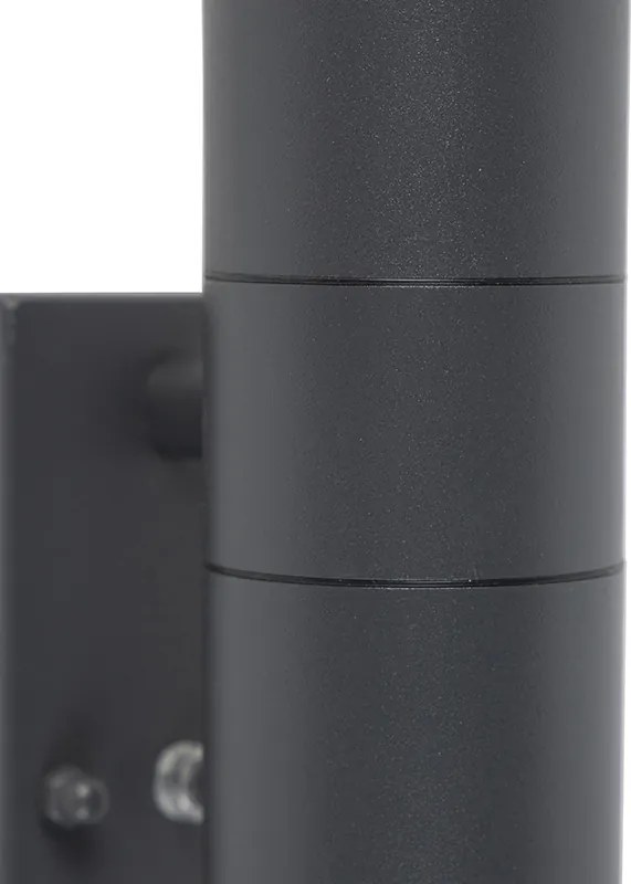 Lampa ścienna zewnętrzna ciemnoszara 2-światłowa z czujnikiem zmierzchu - Duo