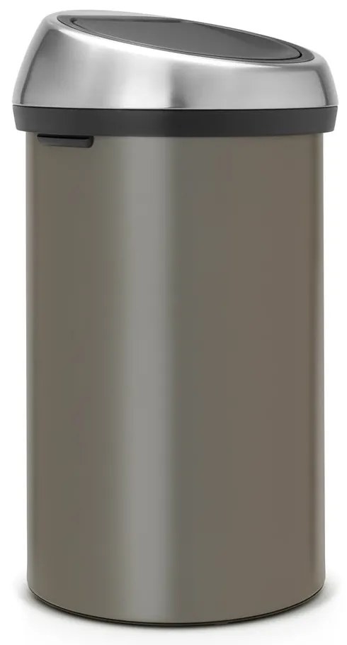 Szary stalowy kosz na śmieci otwierany na dotyk 60 l Touch Bin – Brabantia