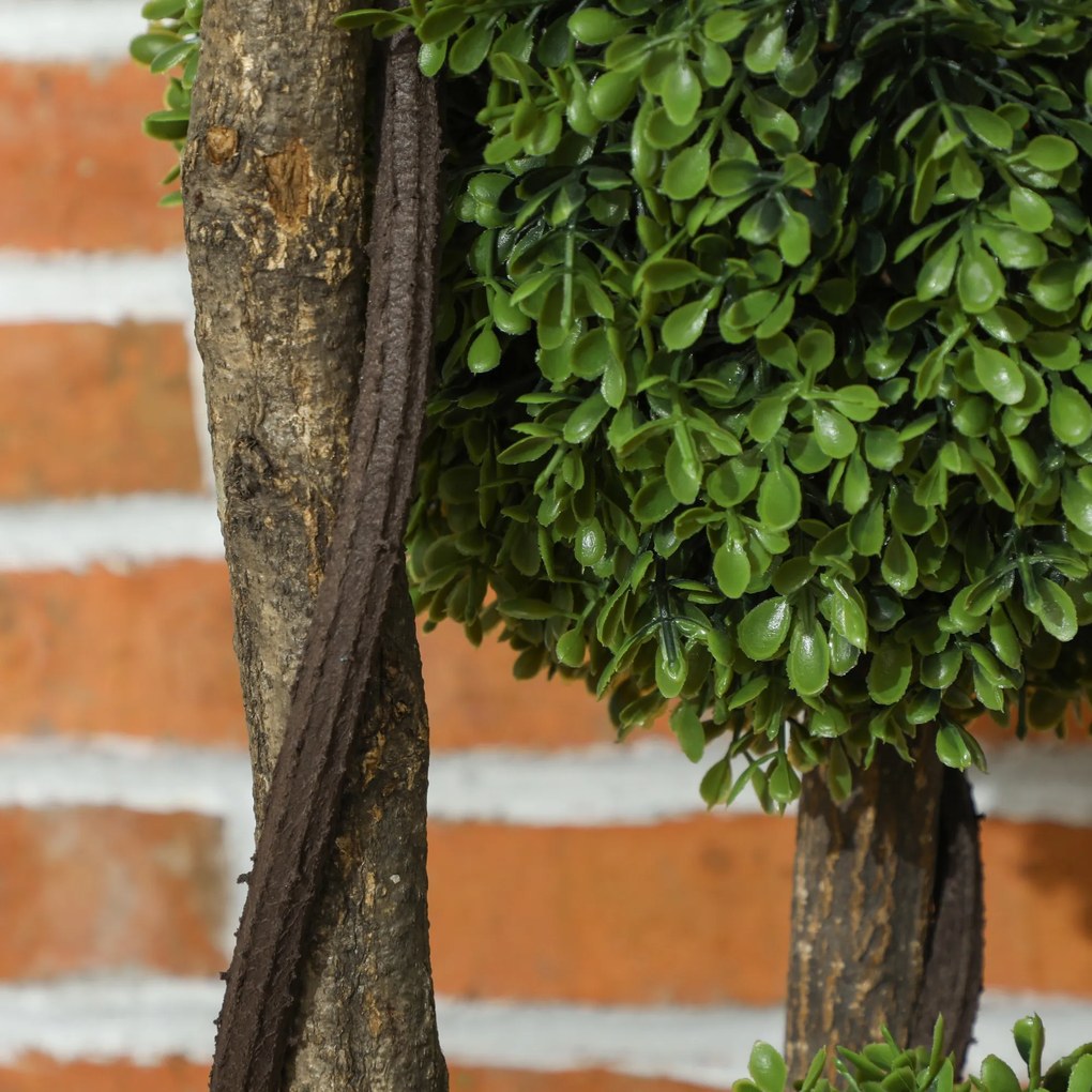 HOMCOM Bukszpan sztuczny, roślina z realistycznym wyglądem, do użytku zewnętrznego, Zielony + Czarny