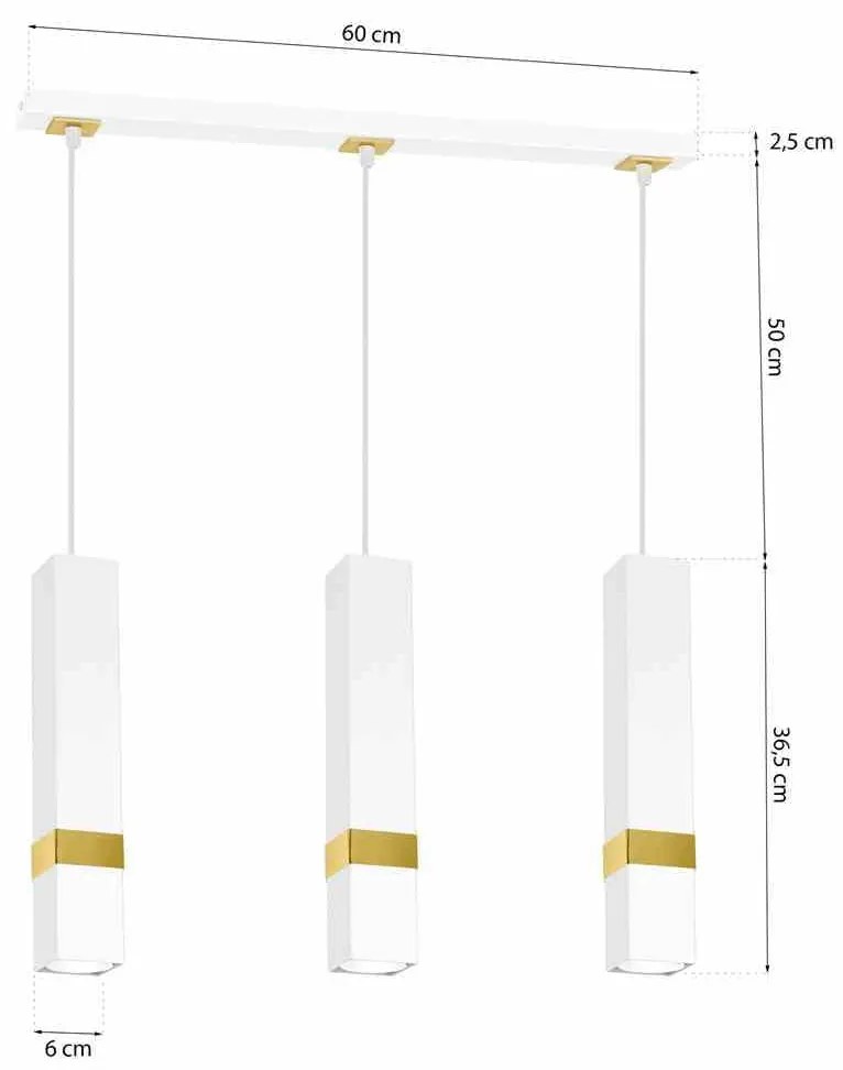 Lampa wisząca, biała, złota, potrójna, VIDAR WHITE/GOLD 3xGU10