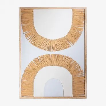 Dekoracyjny Obraz 50x70 Cm Z Mdf I Rafii Basabe Brązowy Naturalne Drewno - Sklum