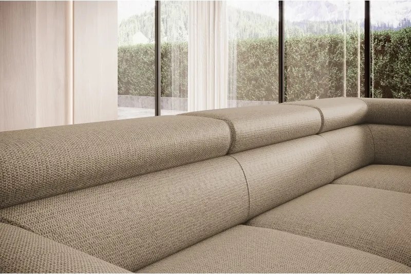 Narożnik RAVEN L Lewostronny wolnostojący z funkcją spania tkanina ARAGON 14 Cappucino WERSAL