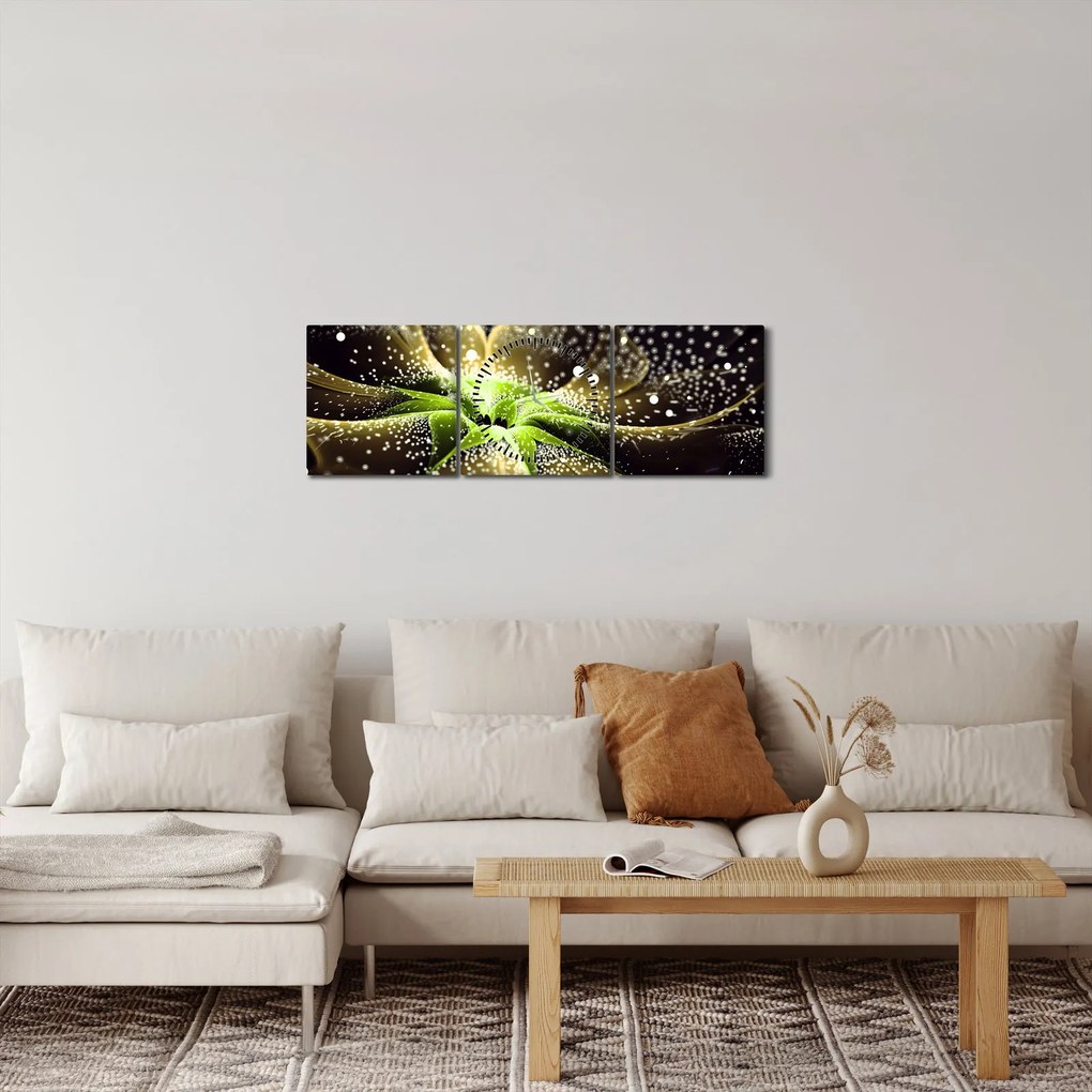 Obraz - Szczegół kwiatu (z zegarem) (90x30 cm)