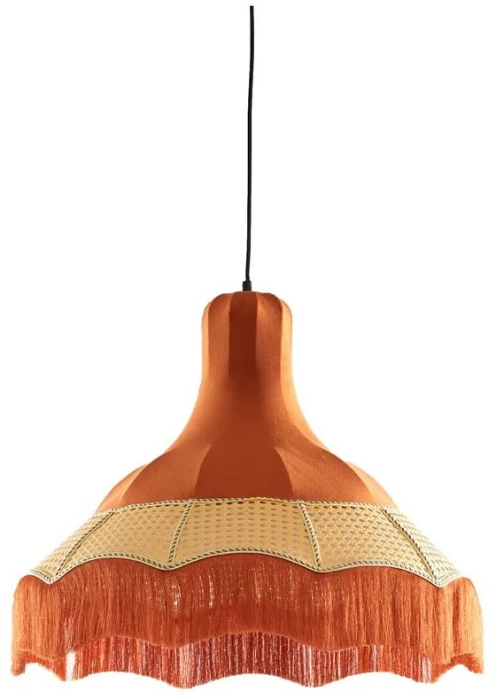 Pomarańczowa lampa wisząca z tekstylnym kloszem ø 50 cm Mizia – Light &amp; Living