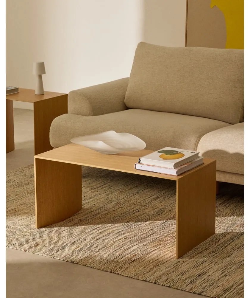 Stolik w dekorze dębu w jasnym naturalnym kolorze 45x90 cm Litto – Kave Home