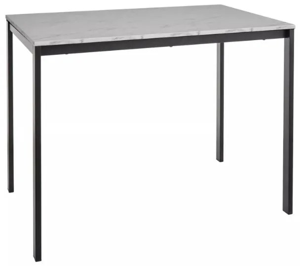 Promocja: Czarny stół jadalny RAMOD 100x60 cm, biały marmurowy dekor, II jakość