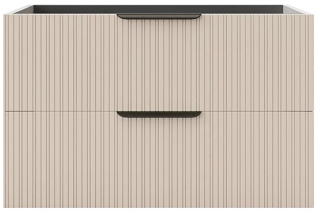 Szafka łazienkowa wisząca prążkowana- Kolor beżowy - 80 cm - DALIKO