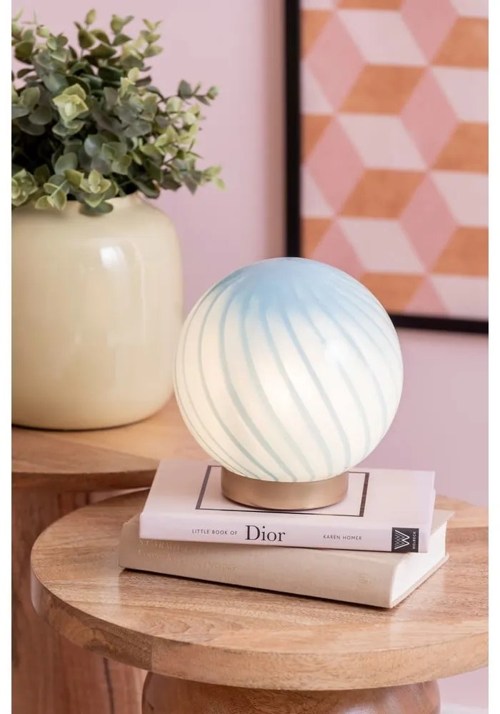 Jasnoniebieska lampa stołowa ze szklanym kloszem (wysokość 17 cm) Summer Globe – Leitmotiv