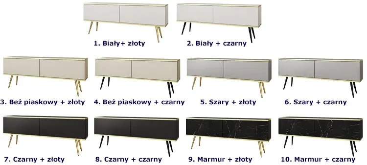 Szafka pod TV beż piaskowy + złoty P8-F58