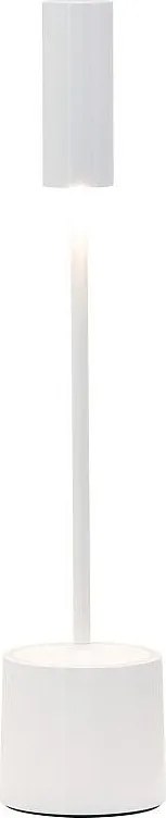 Zafferano Carolina – akumulatorowa lampa stołowa LED, dotykowy ściemniacz, do użytku wewnętrznego i zewnętrznego, 9 h pracy baterii, biały połysk