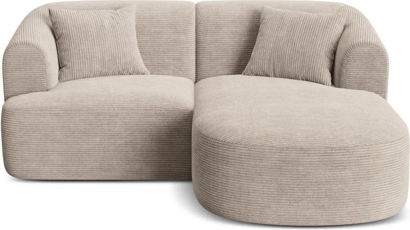 Jasnobrązowy sztruksowy narożnik (prawostronny/z szezlongiem) Campi – Cosmopolitan Design