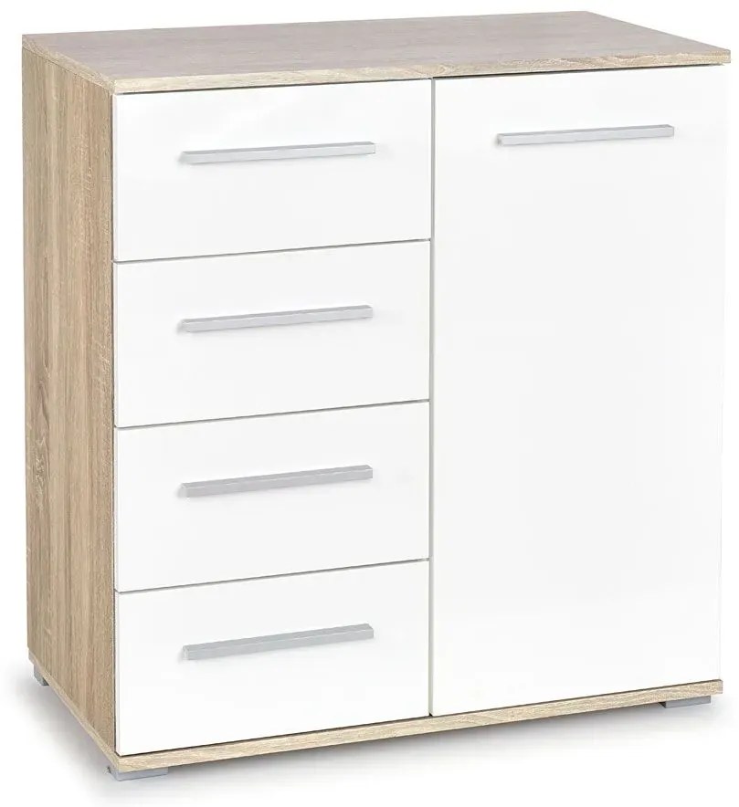 Komoda Kaloe C5 - biała + dąb sonoma mat