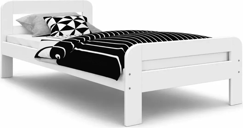 Łóżko drewniane ze stelażem Tresi 90x200-180x200 sosna białe szare