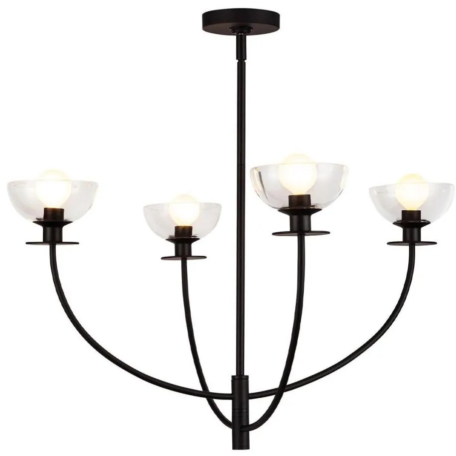 Alora Mood ALM-SYLVIA4-BK-CL - Żyrandol na pręcie SYLVIA 4xE14/40W/230V czarny