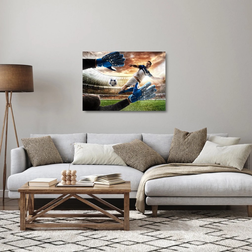 Obraz na szkle - Piłkarz (70x50 cm)