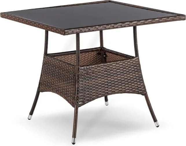 Zestaw Mebli Ogrodowych MORADO Stół i 4x Krzesło Brązowy/Beżowy Technorattan Nowoczesny