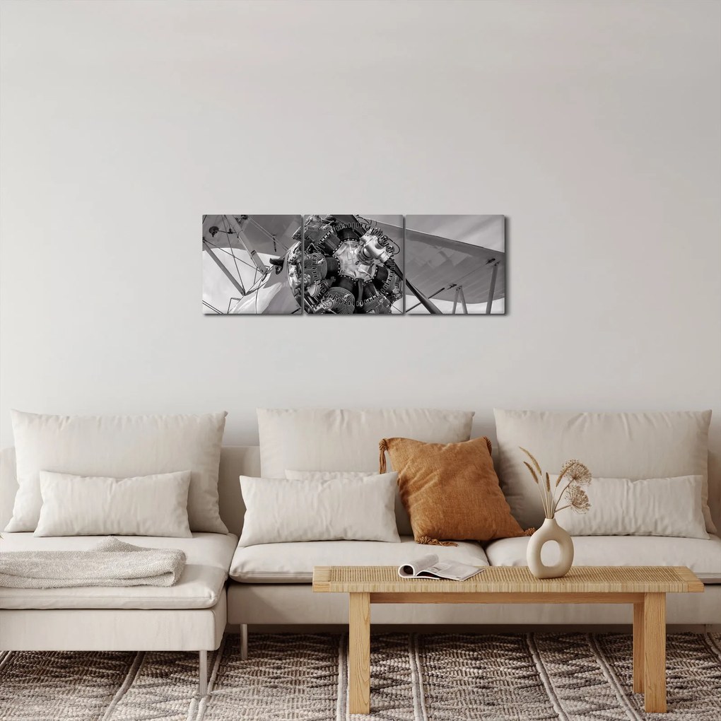 Obraz - Samolot (z zegarem) (90x30 cm)