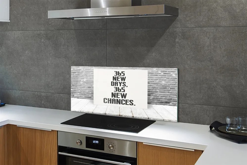 Szkło Ozdobne do Kuchni Napis na Ceglanym Murze