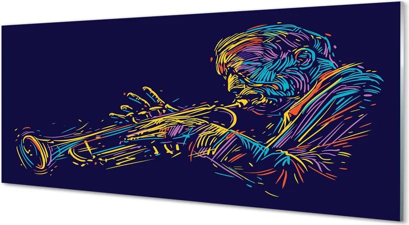 Szklany Panel Muzyk z Trąbką