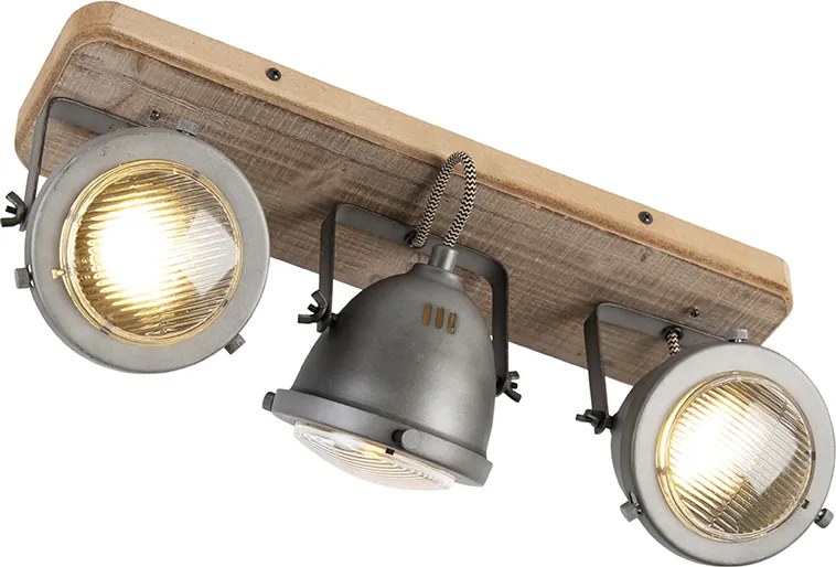 Inteligentny reflektor stalowy z drewnem, regulowany, w tym 3 Wi-Fi GU10 - Emado