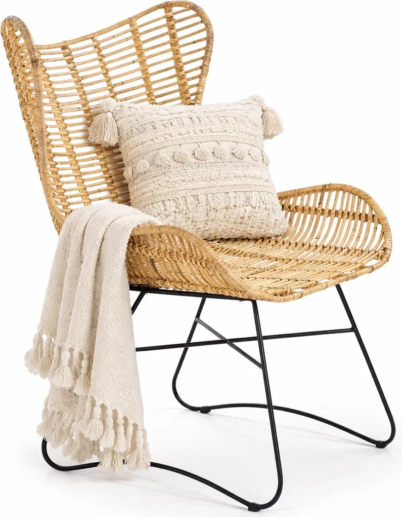 Rattanowy fotel ażurowy uszak H1-L38