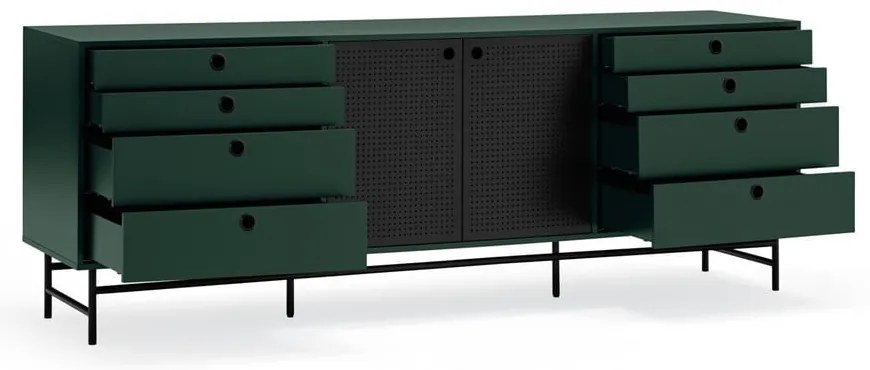 Czarno-zielona komoda Teulat Punto, szer. 212 cm