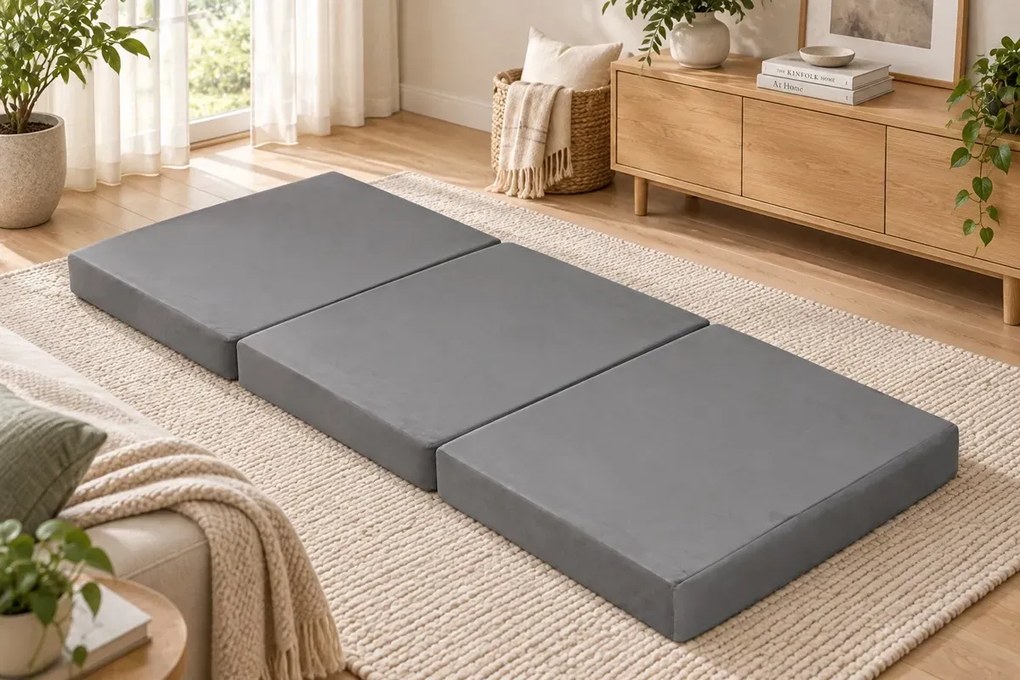 Materac 180/60 + Torba składany turystyczny tkanina Welur : Kolor tkaniny - VELVET - MG17, Rozmiar - 180/60/6, Typ tkaniny - Velvet