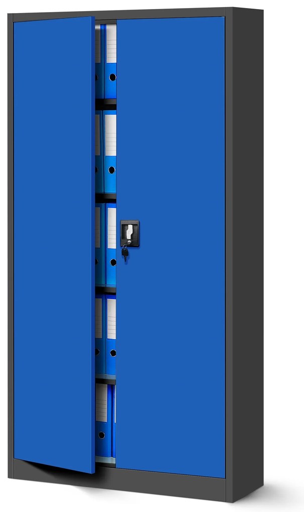 Zestaw 4x szafa biurowa metalowa na akta antracytowo-niebieska, 900x1950x400 mm: JAN H