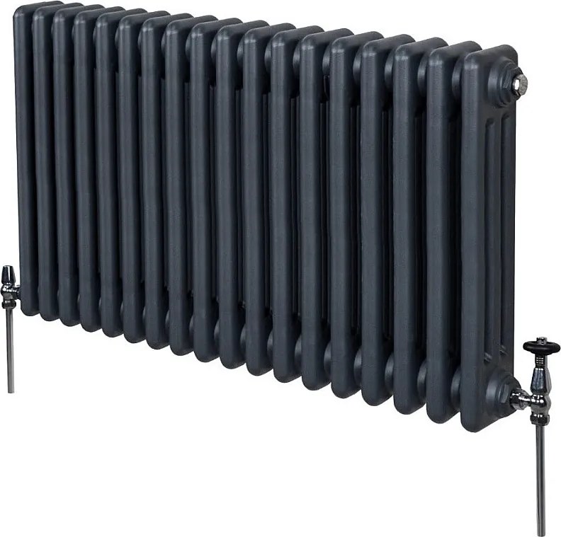 Tradycyjny grzejnik 3-kolumnowy - 600 x 832 mm - antracytowy szary
