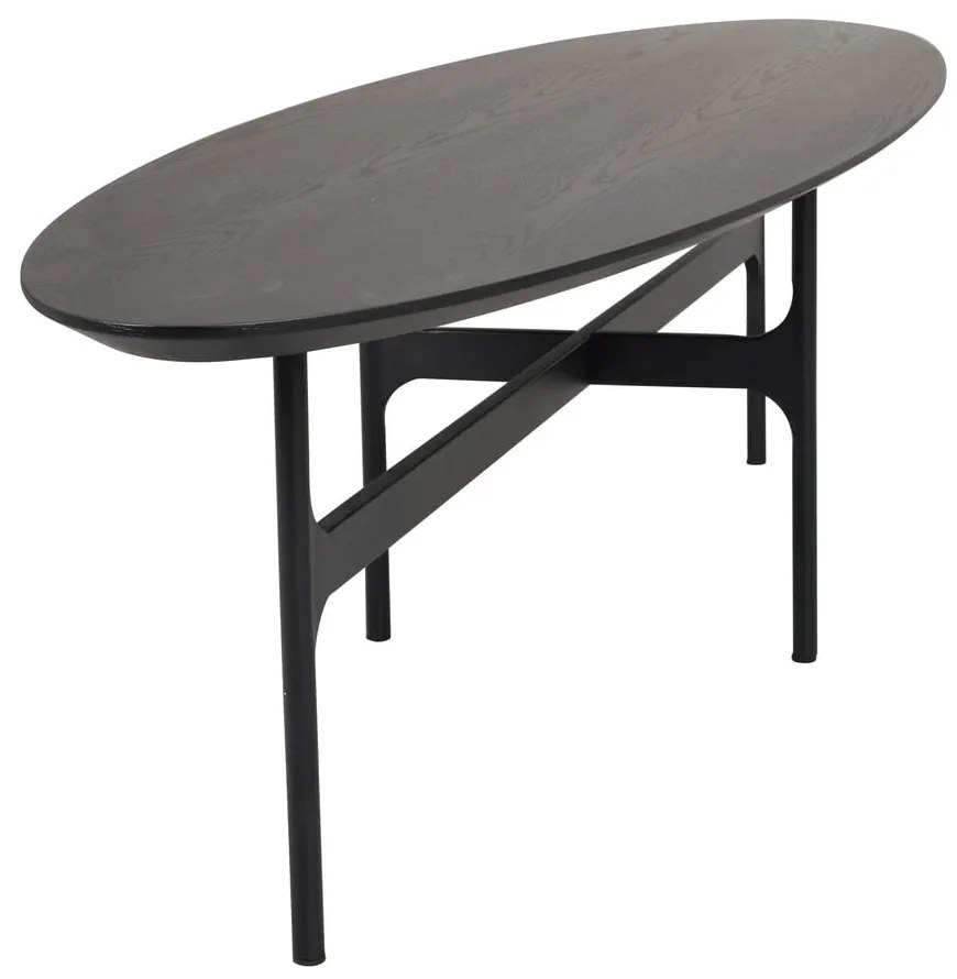 Czarny stolik z blatem w dekorze jesionu 180x50 cm Colton – Rowico