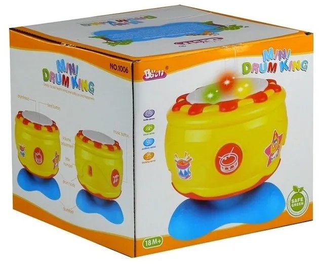 Duży interaktywny bębenek muzyczny światełka 19 cm