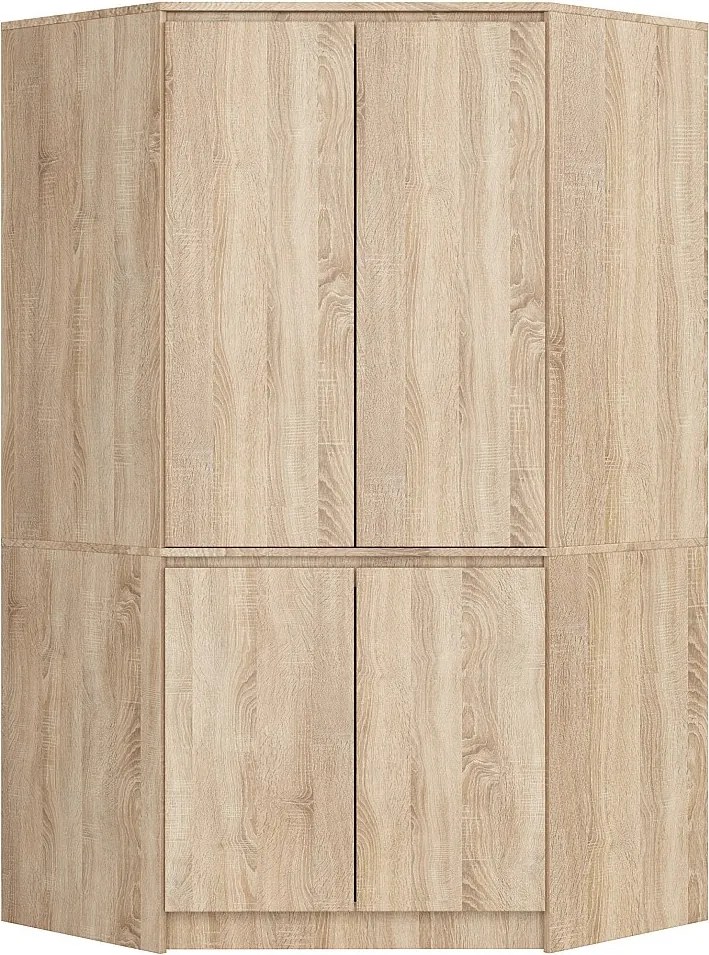 Szafa narożna AKORD S100 Dąb Sonoma 100 cm 4 drzwi fronty kolor Dąb Sonoma mat 6 półek 100x50x180 cm