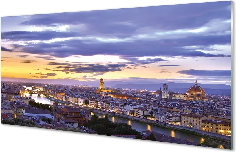 Panel Szklany Zachód Słońca nad Rzeką we Włoszech