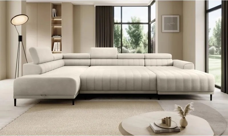 Narożnik CALDO XL Lewostronny z funkcją spania wolnostojący w tkaninie RUN AGAIN 01 WERSAL