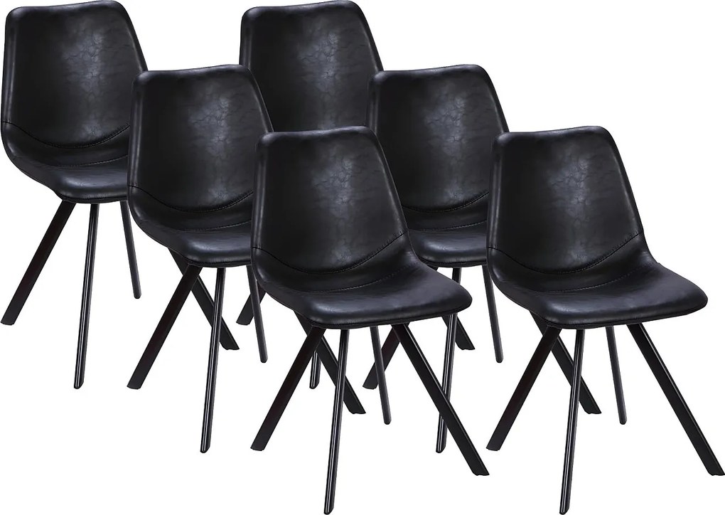 Zestaw 6 krzeseł LUBINE – Skóra ekologiczna – Kolor czarny