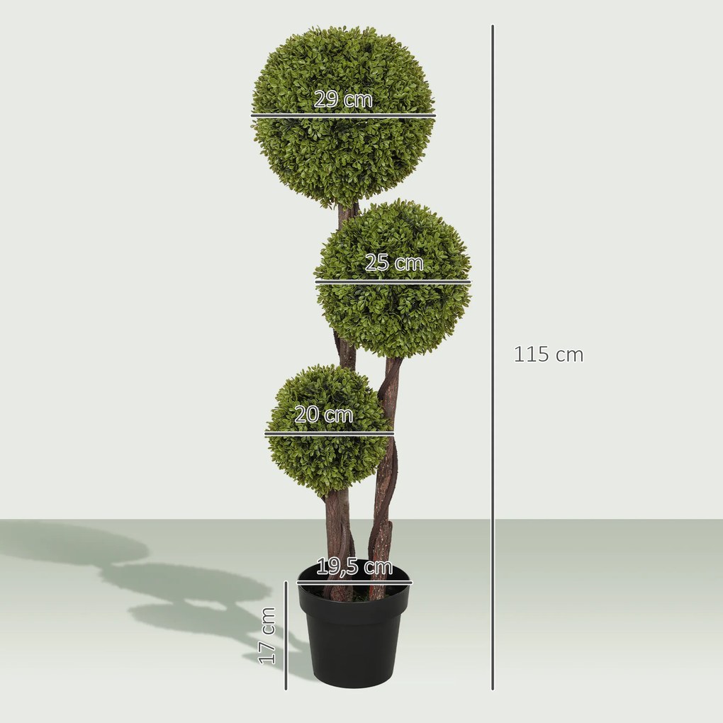 HOMCOM Bukszpan sztuczny, roślina z realistycznym wyglądem, do użytku zewnętrznego, Zielony + Czarny