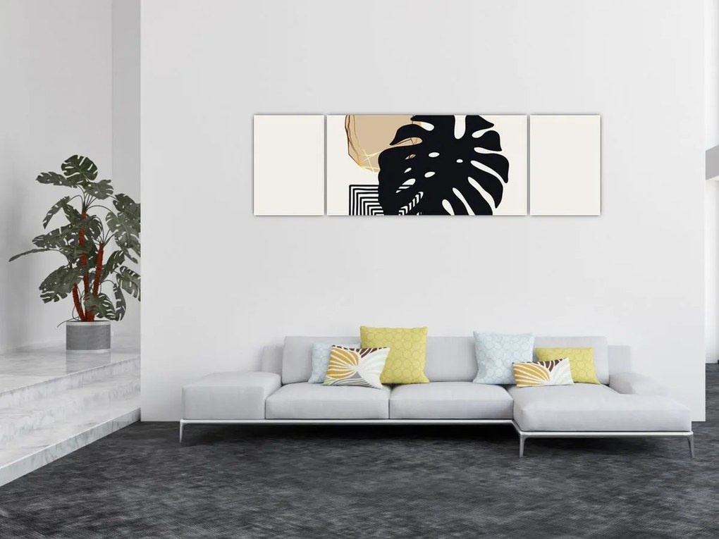 Obraz - Abstrakcja z tropikalnymi liśćmi N⁰2 (170x50 cm)
