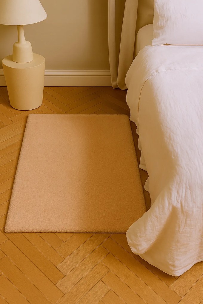 Dywanik Beżowy 80x150 cm Antypoślizgowy miękki Akcent do Sypialni i Salonu